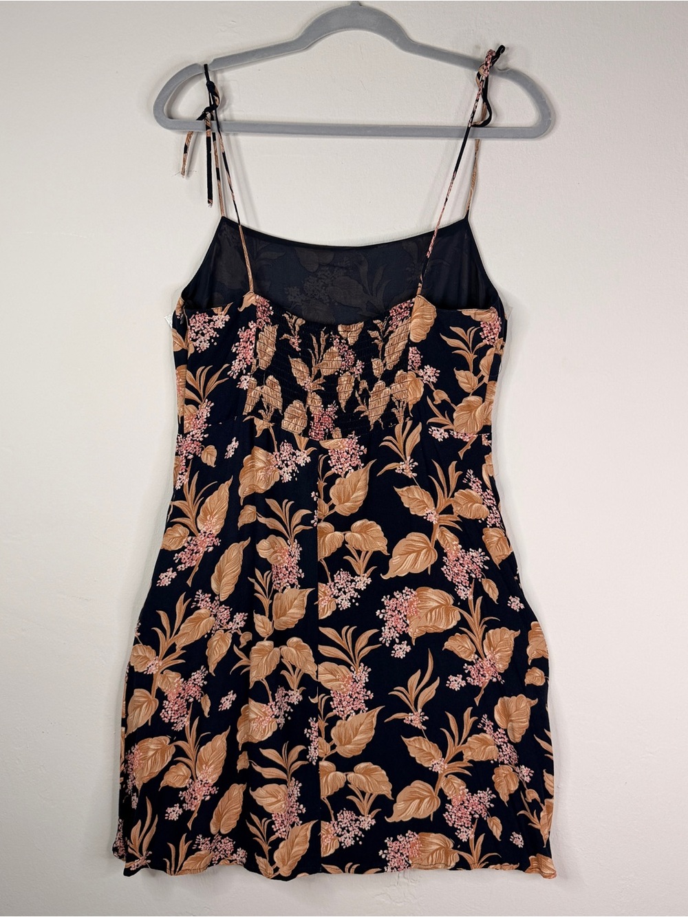 Mango MNG Basics Black Floral Spaghetti Strap Mini Dress Size L/8 - Picture 5 of 8